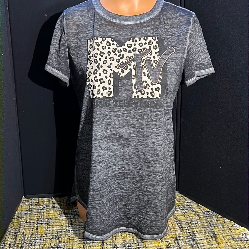 Vintage MTV Music Television Cheetah Print T-shirt - Size Small